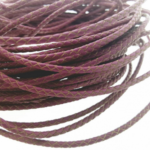 Leer Gevlochten 3mm Vintage Rose